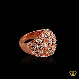 Shimmering-rose-gold-color-designer-crystal-ring-exquisite-gift-for-her