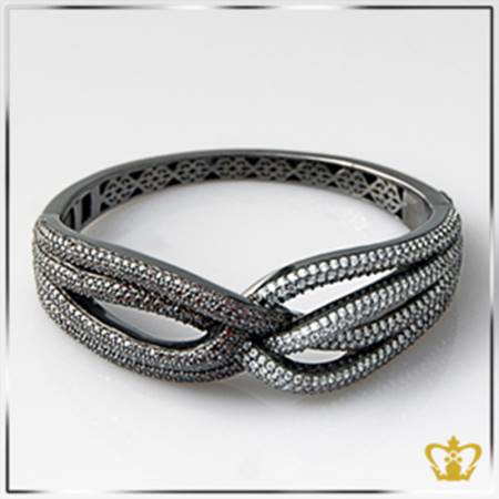 Trendy-sterling-silver-bracelet-embellished-with-brown-crystal-diamond-lovely-elegant-gift-for-her