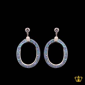Elegant-oval-silver-earring-with-sparkling-blue-crystal-diamonds-elegant-gift-for-her