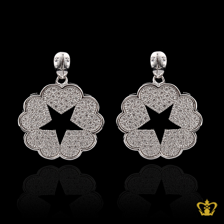 Glittering-designer-heart-star-earring-inlaid-with-crystal-diamonds-lovely-gift-for-her