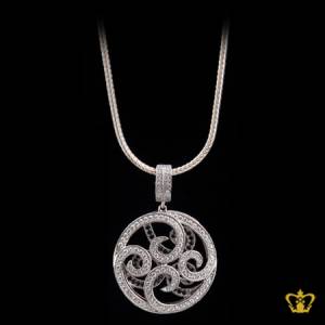 Classy-designer-silver-pendant-inlaid-with-crystal-diamond-opulent-gift-for-her