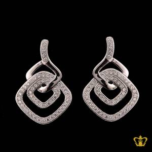 Dangling-gleaming-silver-earring-inlaid-with-crystal-diamond-designer-gift-for-her