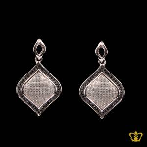 Modish-dangling-silver-earring-inlaid-with-clear-and-black-crystal-lovely-gift-for-her