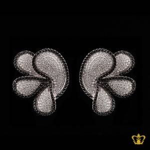 Stylish-chic-flower-earring-embellished-with-sparkling-black-and-clear-crystal-diamonds-gorgeous-gift-for-her