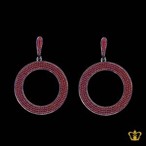 Designer-round-sterling-silver-earring-embellished-with-red-crystal-diamond-lovely-gift-for-her
