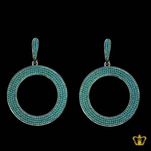 Glisten-round-dangling-earring-embellished-with-aqua-green-crystal-diamonds-stylish-gift-for-her