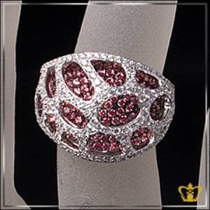 Sophisticated-chic-crystal-ring-inlaid-with-exclusive-pink-crystals-lovely-opulent-designer-gift-for-her