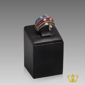 Gleaming-silver-round-ring-inlaid-with-multicolor-spectrum-crystal-diamonds-lovely-gift-for-her
