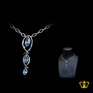 Lovely-dangling-pendant-inlaid-with-crystal-blue-stone-pearl-shape-beautiful-gift-for-her