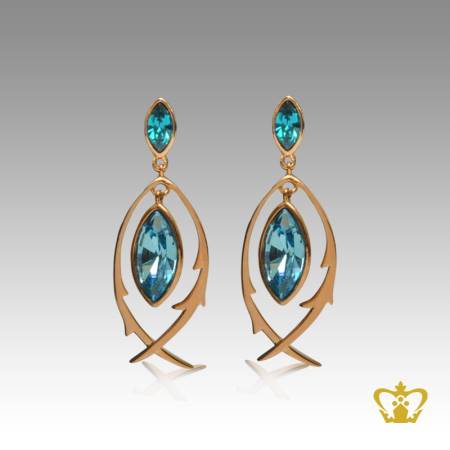 Lovely-dangling-earring-inlaid-with-crystal-blue-stone-pearl-shape-beautiful-gift-for-her
