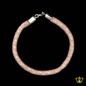 Mesh-tube-pink-gold-bracelet-filled-with-white-crystal-stone-exquisite-jewelry-gift-for-her
