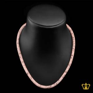 Mesh-tube-pink-gold-necklace-filled-with-white-and-black-crystal-stone-exquisite-jewelry-gift-for-her