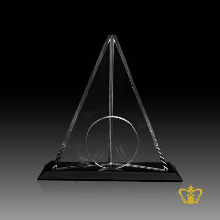 Wing-trophy-with-crystal-circle-cutout-black-base-customized-logo-text