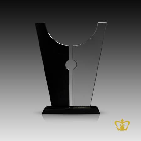 Personalize-crystal-pillar-trophy-black-and-clear-with-black-base-customized-text-engraving-logo