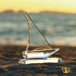 Hand-Crafted-Crystal-Cutout-of-Sailing-Boat-or-Ship-with-Clear-Crystal-Base-Custom-Logo-Text-Engrave