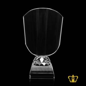 Handcrafted-Shield-Trophy-Crystal-with-Clear-Base-customized-Logo-Text-