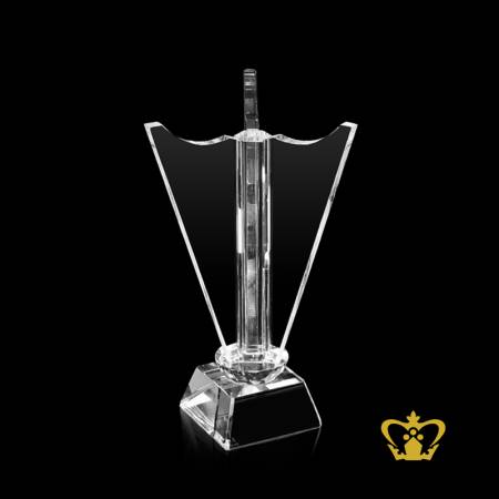 Trio-Crystal-wings-Trophy-with-Clear-Base-Customized-Logo-Text