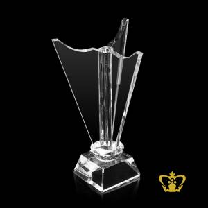 Trio-Crystal-wings-Trophy-with-Clear-Base-Customized-Logo-Text-