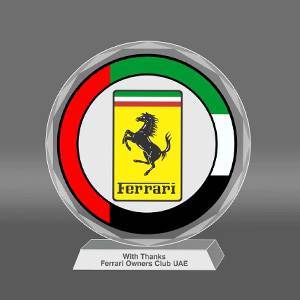 Handcrafted-Circle-Trophy-Theme-Ferarri-Logo-Customize-Text-Engraving-Base-UAE-Famous-Souvenirs