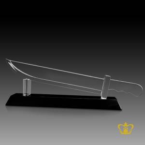 Crystal-dagger-replica-with-black-base-text-engraving-logo