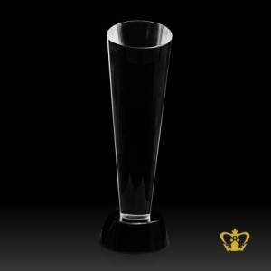 Cone-Trophy-Crystal-with-Black-Base-Customized-Logo-Text-