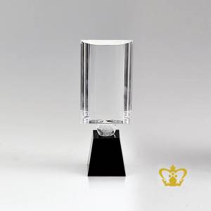 Half-Cylinder-Crystal-Trophy-on-Black-Base-Customized-Logo-Text