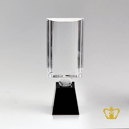 Half-Cylinder-Crystal-Trophy-on-Black-Base-Customized-Logo-Text-