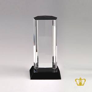 Pillar-Crystal-Trophy-with-Black-Base-Customized-Logo-Text