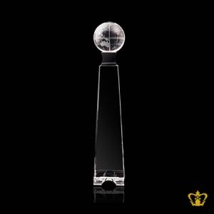 Crystal-globe-pillar-trophy-customized-logo-text