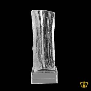 Pillar-Trophy-Abstract-Crystal-with-Clear-Base-Customized-Logo-Text-25-CM