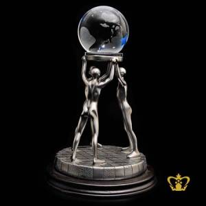 Custom-made-trophy-with-three-metal-man-embellish-with-crystal-globe