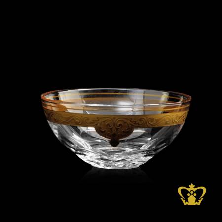 Elegant-modish-golden-rimmed-crystal-mini-bowl-with-intricate-detailing