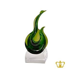 Personalized-classic-art-green-flame-trophy-with-clear-base