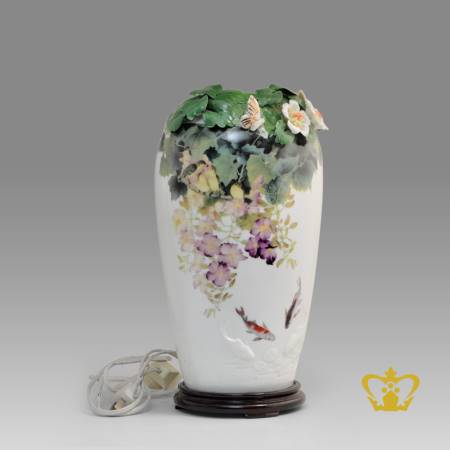 Classic-table-lamp-vase-decorated-with-leaf-flower-and-butterfly-engraved-fish