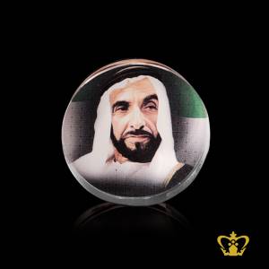 Sheikh-Khalifa-Bin-Zayed-Al-Nahyan-photo-color-engraved-etched-Crystal-circle-photo-color-engraved-etched-Crystal-circle