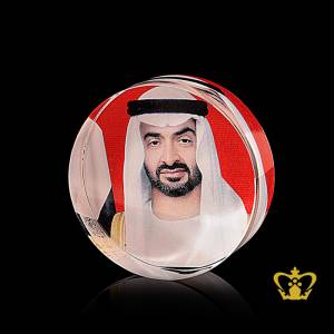 Sheikh-Mohammed-bin-Zayed-Al-Nahyan-color-engraved-printed-crystal-circle