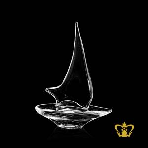 Handcrafted-Crystal-Replica-of-Sailing-Boat-customized-base-text-logo-UAE-Famous-Souvenir