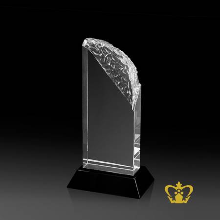 Abstrct-Pillar-Trophy-Crystal-with-Black-Base-Customized-Logo-Text-9X3-5IN