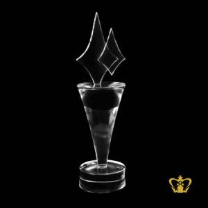 Crystal-cone-trophy-with-round-base-customized-logo-text