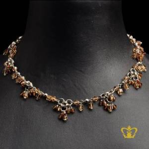 Stylish-cube-necklace-in-brown-embellish-crystal-stone-beads-exquisite-jewelry-gift-for-her