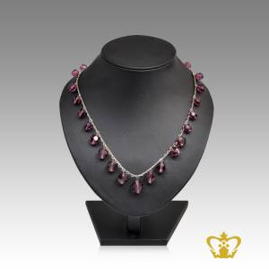 Stylish-necklace-embellished-with-violet-crystal-stone-exquisite-jewelry-gift-for-her