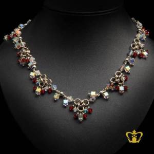 Stylish-cube-necklace-embellish-with-red-and-clear-crystal-stone-exquisite-jewelry-gift-for-her