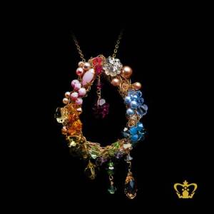 Round-multicolor-pendant-embellished-with-sparkling-crystal-stone-and-pearl