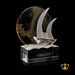 Personalized-Crystal-Boat-Trophy-with-Crystal-Circle-Background-Customized-Text-Engraving-Logo
