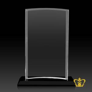 Curve-Crescent-Plaque-Trophy-Crystal-with-Black-Base-Customized-Logo-Text-