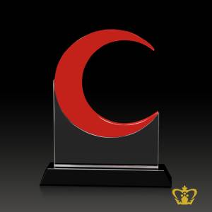 Personalized-Crystal-Cutout-Trophy-Theme-Moon-Shape-Customized-Text-Engraving-Logo-Base-UAE-Famous-Gifts