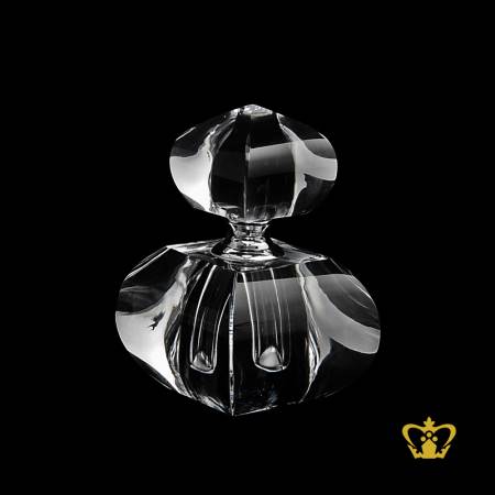 Opulent-graceful-hand-carved-lovely-shaped-refillable-crystal-perfume-bottle-with-silver-collar