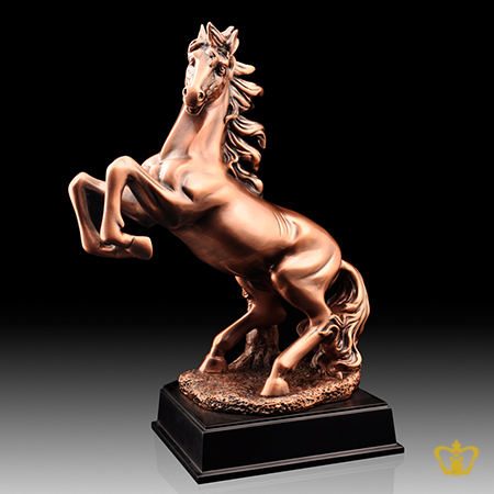 Metal-Brown-Horse-Trophy-With-Wooden-Base