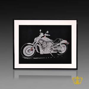Artistry-Photo-Frame-of-a-Motorcycle-Embellish-with-Crystal-Stone
