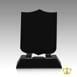 Black-colored-crystal-Shield-award-trophy-momento-with-base-Customized-Logo-Text-